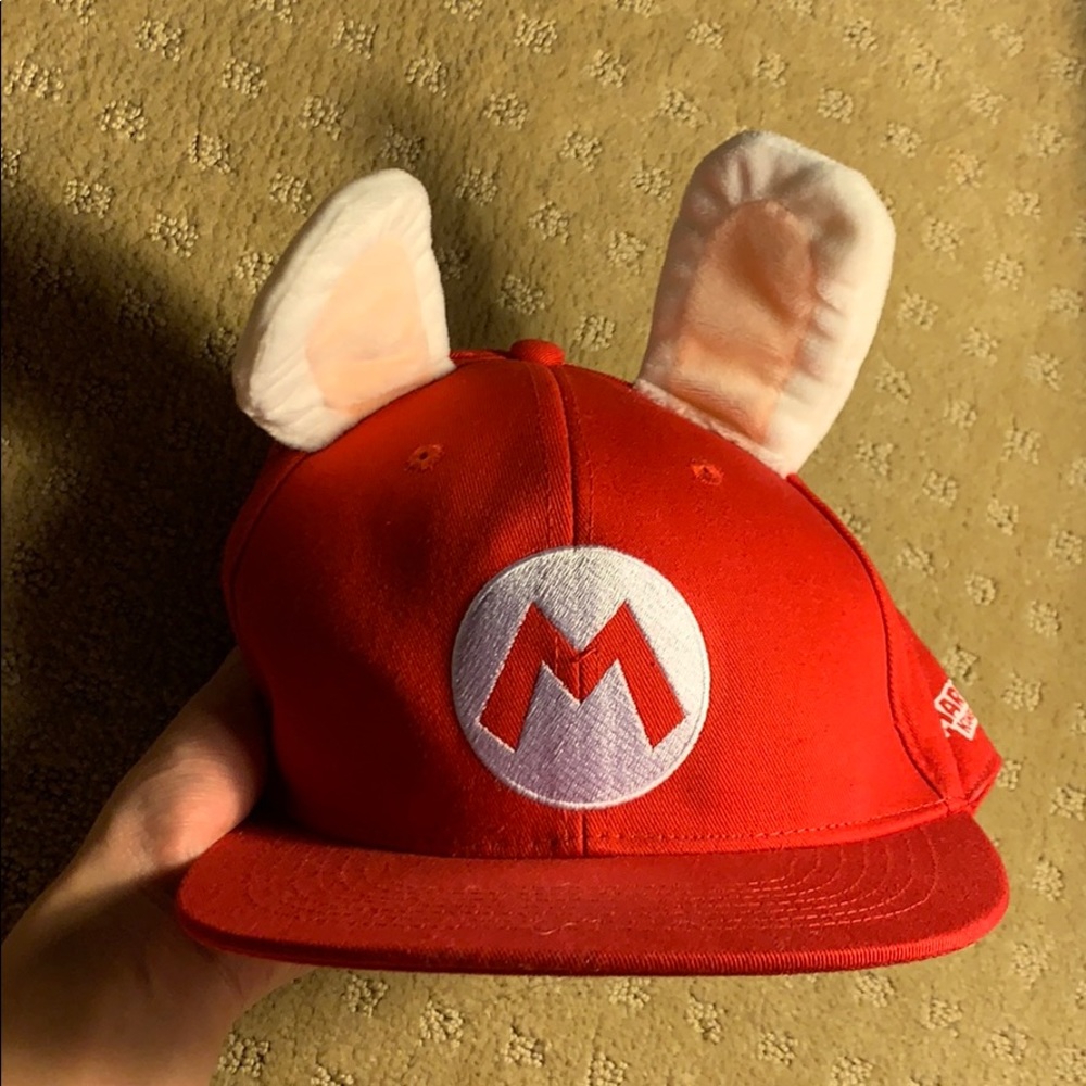 Mario costume hat with bunny ears